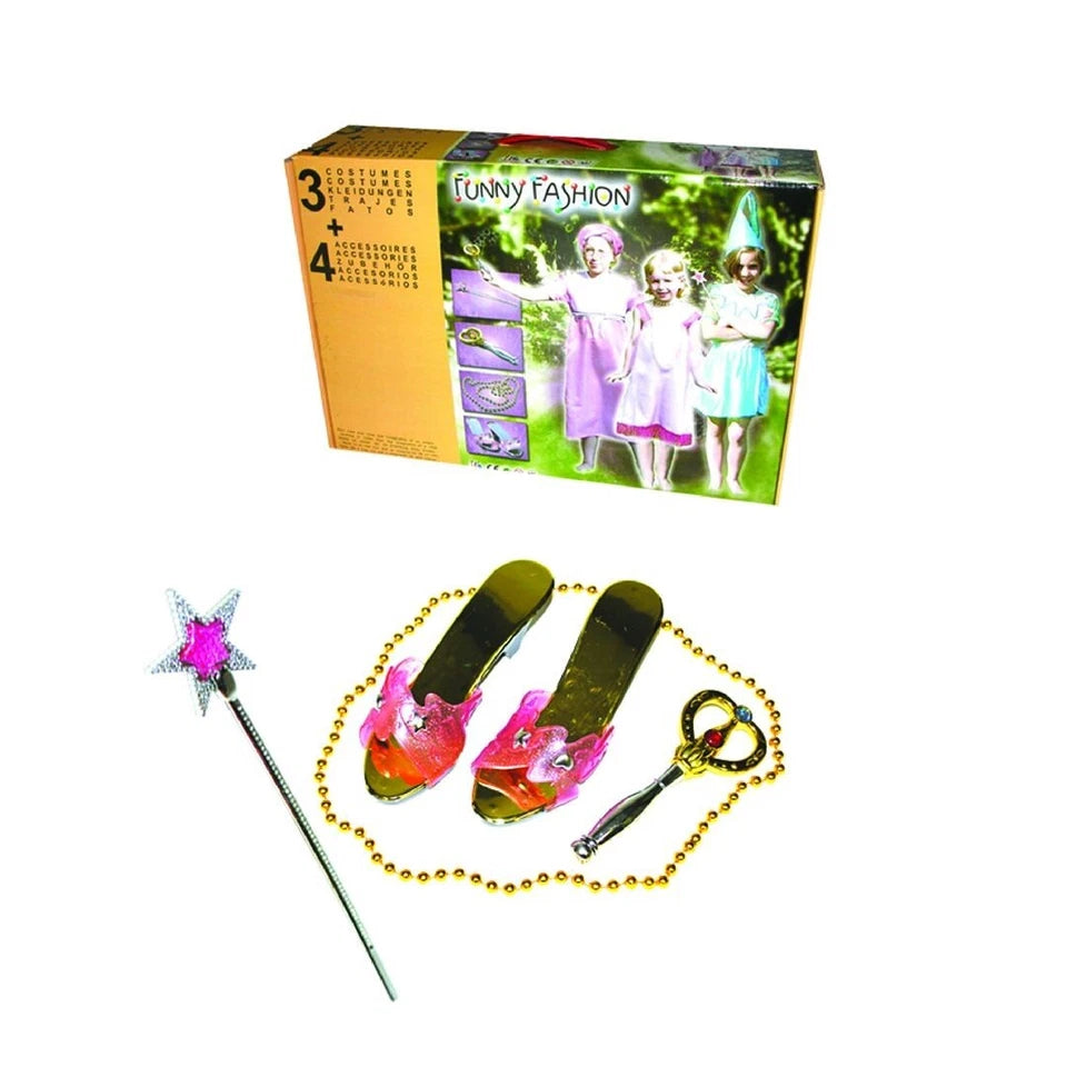 Kinder Prinzessin Kleid Blau Rosa mit Zubehör