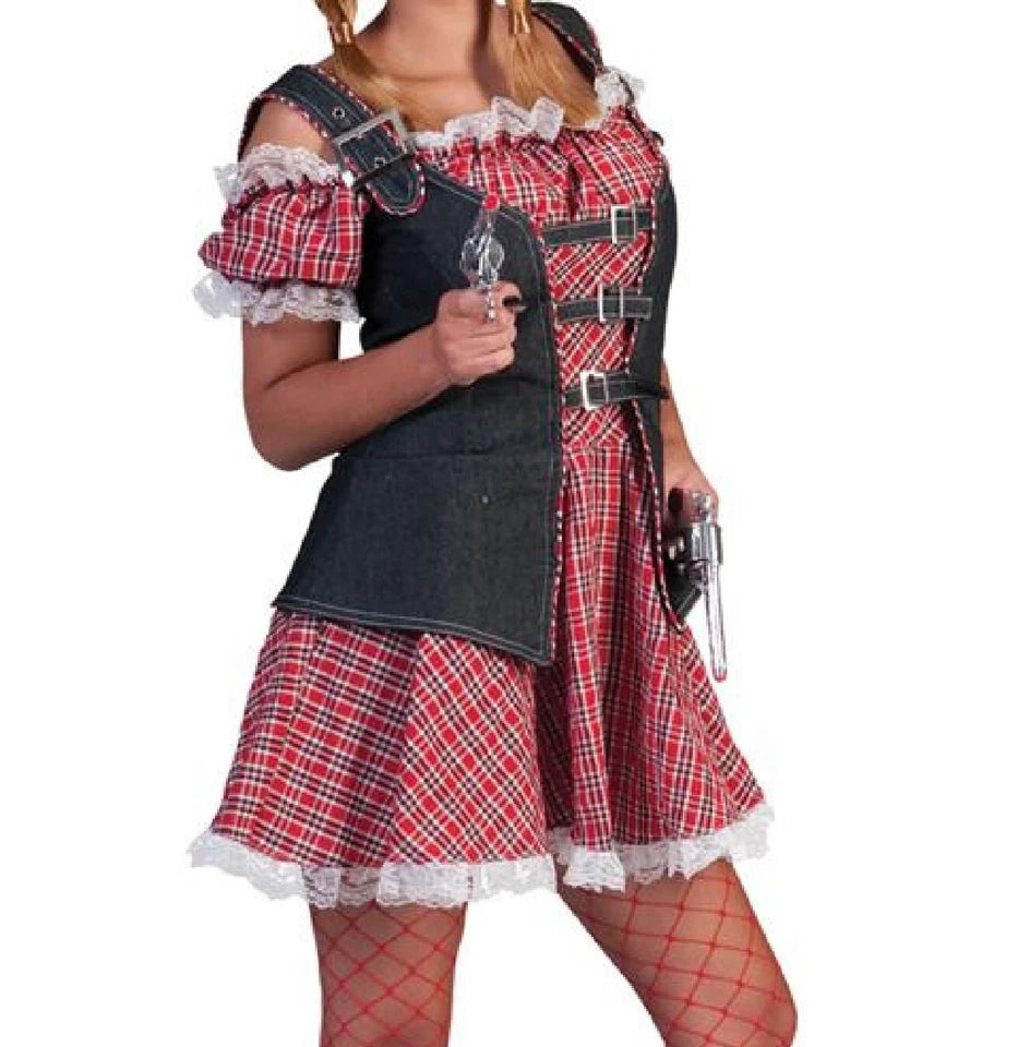 Damen Cowgirl Western Kostüm mit Kleid und Weste