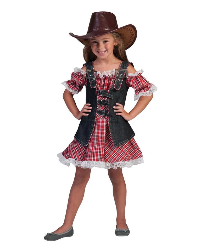 Kinderkostüm Ranger Mädchen als Cowgirl Cowboy mit Kleid und Weste