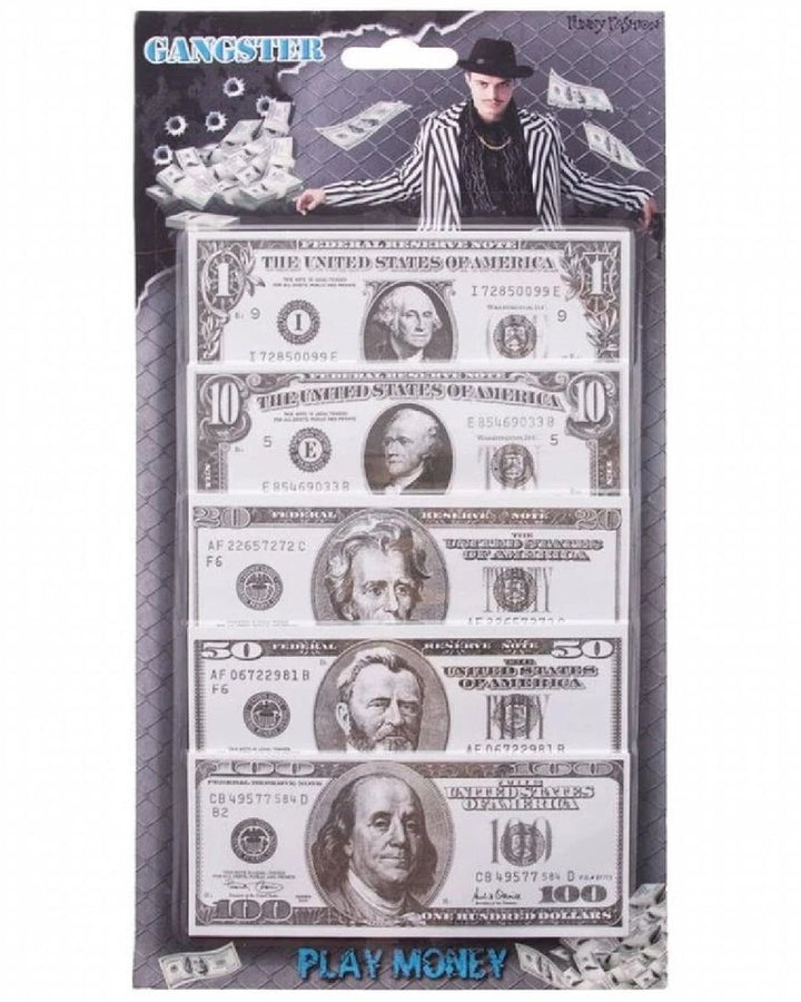 Spielgeld Dollar mit 100 Spielscheinen für Kinderparty und Casino