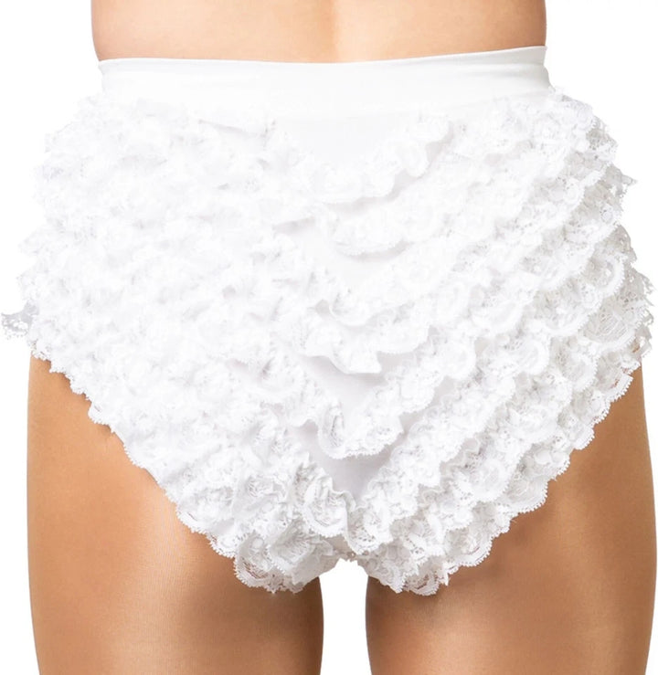 Weißer Damen Panty Tanzslip mit Rüschen – geeignet für Karneval, Disco, Garde