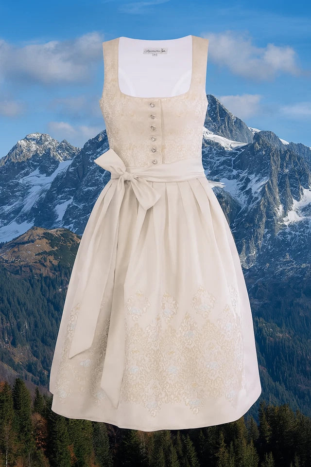 Detailansicht Stoff und Verarbeitung des Alpentrachten Dirndls Spring