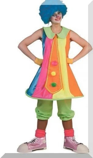 Clown-Kostüm Damen bunt grün Neon für Karneval