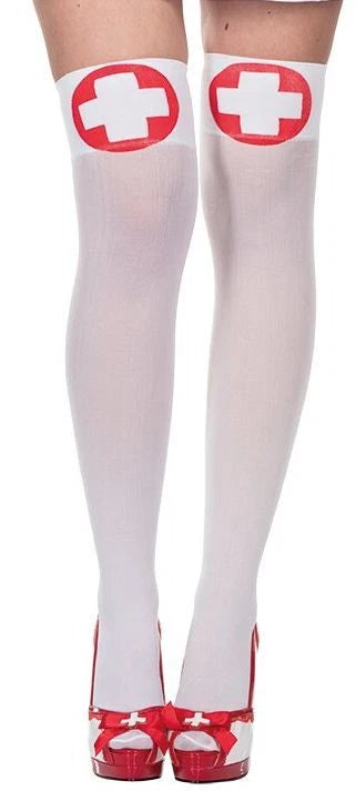 Krankenschwester Überkniestrümpfe mit Kreuz – Nurse  Kostüm Accessoire