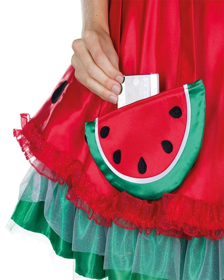 Detailansicht Melonen-Design und Tasche des Damenkostüms