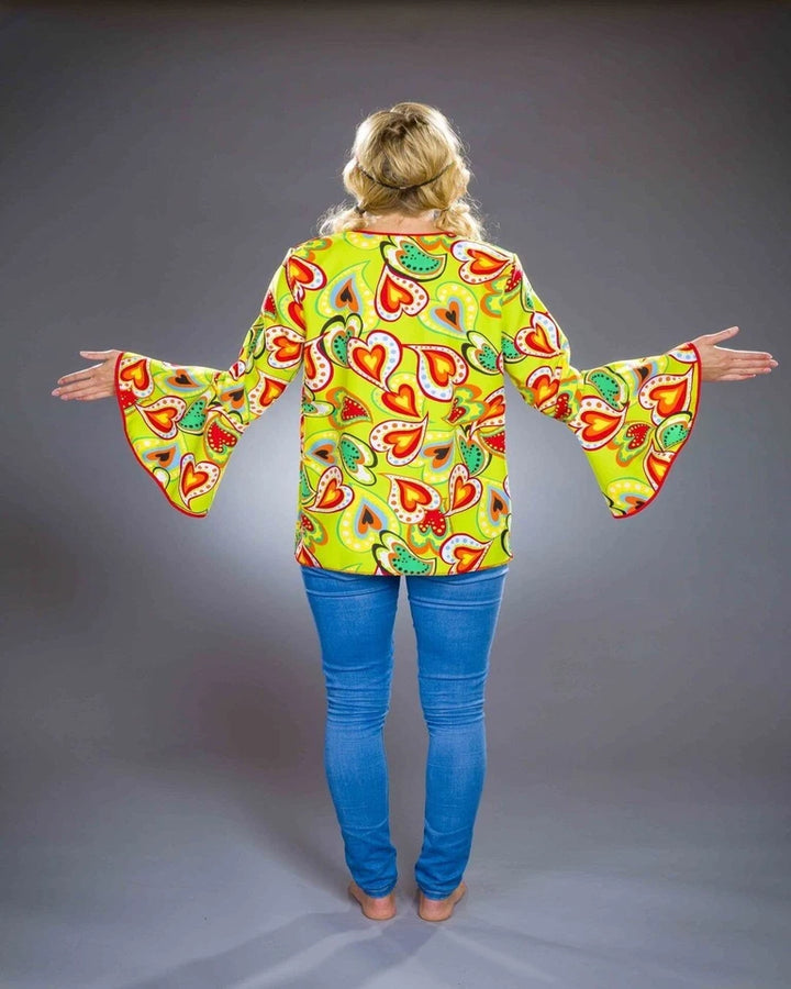 Damen Hippie Bluse Flower Power bunt