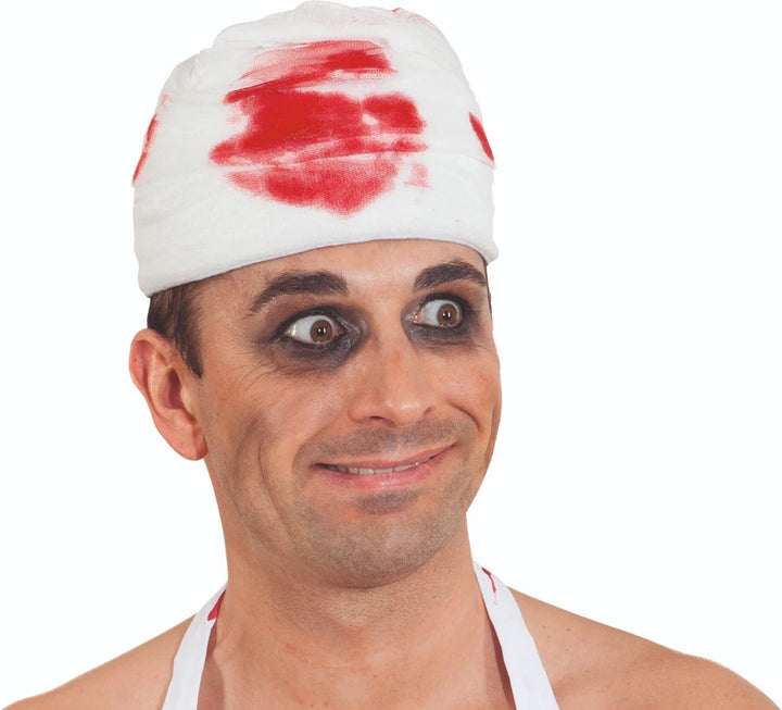 Kopfverband mit aufgedrucktem Blut für Blut Halloween Accessoire