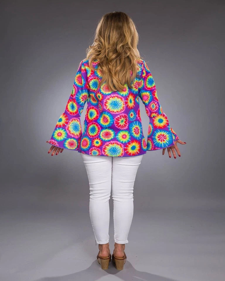 Hippie Bluse für Damen in Lila – 70er-80er Kostüm